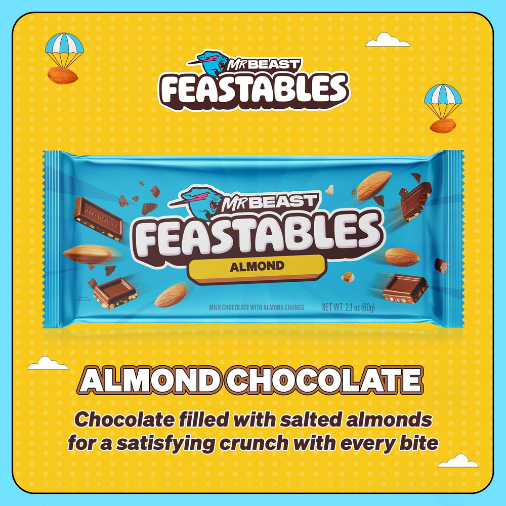 Creamy milk chocolate with almonds from Feastables for a balanced bite