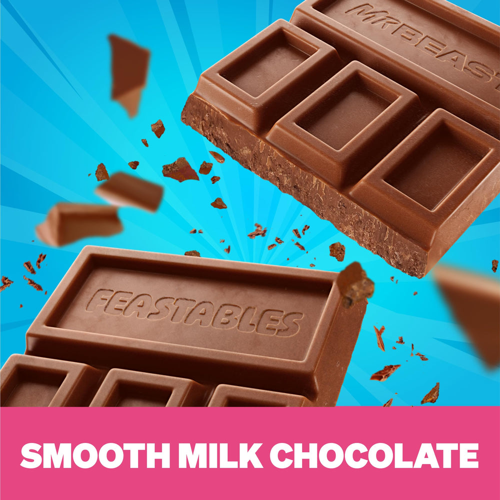 Feastables bars arranged for tasting session to compare flavors.