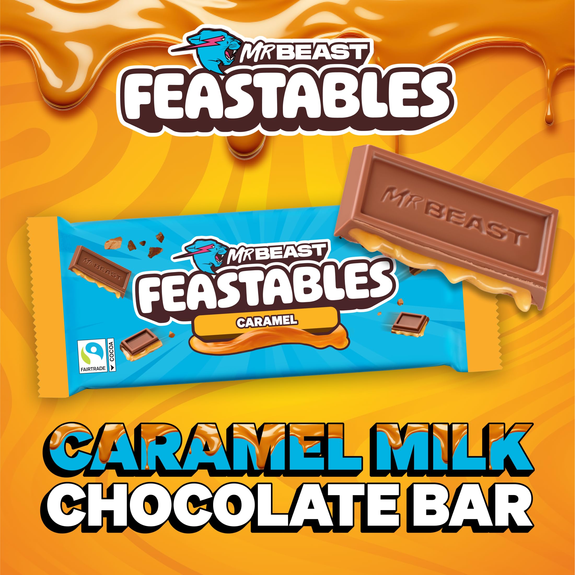 Feastables MrBeast milk chocolate shell with caramel