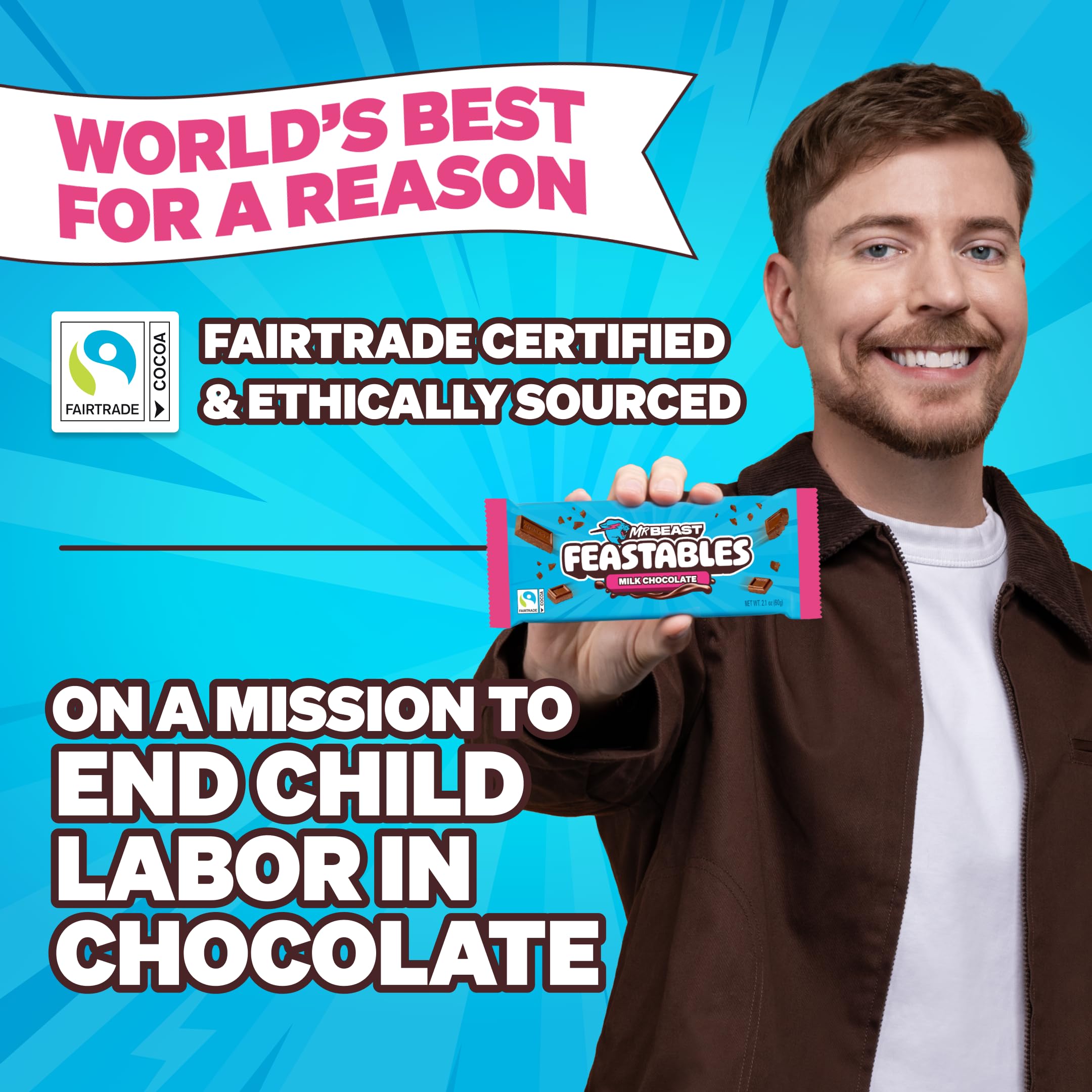 Feastables MrBeast milk chocolate bar broken pieces, perfect for quick snacks