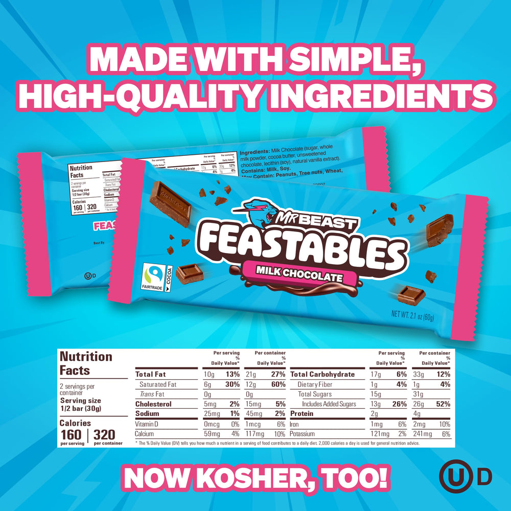 Feastables MrBeast milk chocolate bar king-size bundle, ideal for sharing