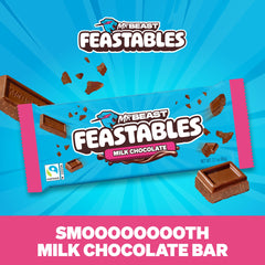 Feastables MrBeast milk chocolate bar close-up melt texture, smooth and creamy