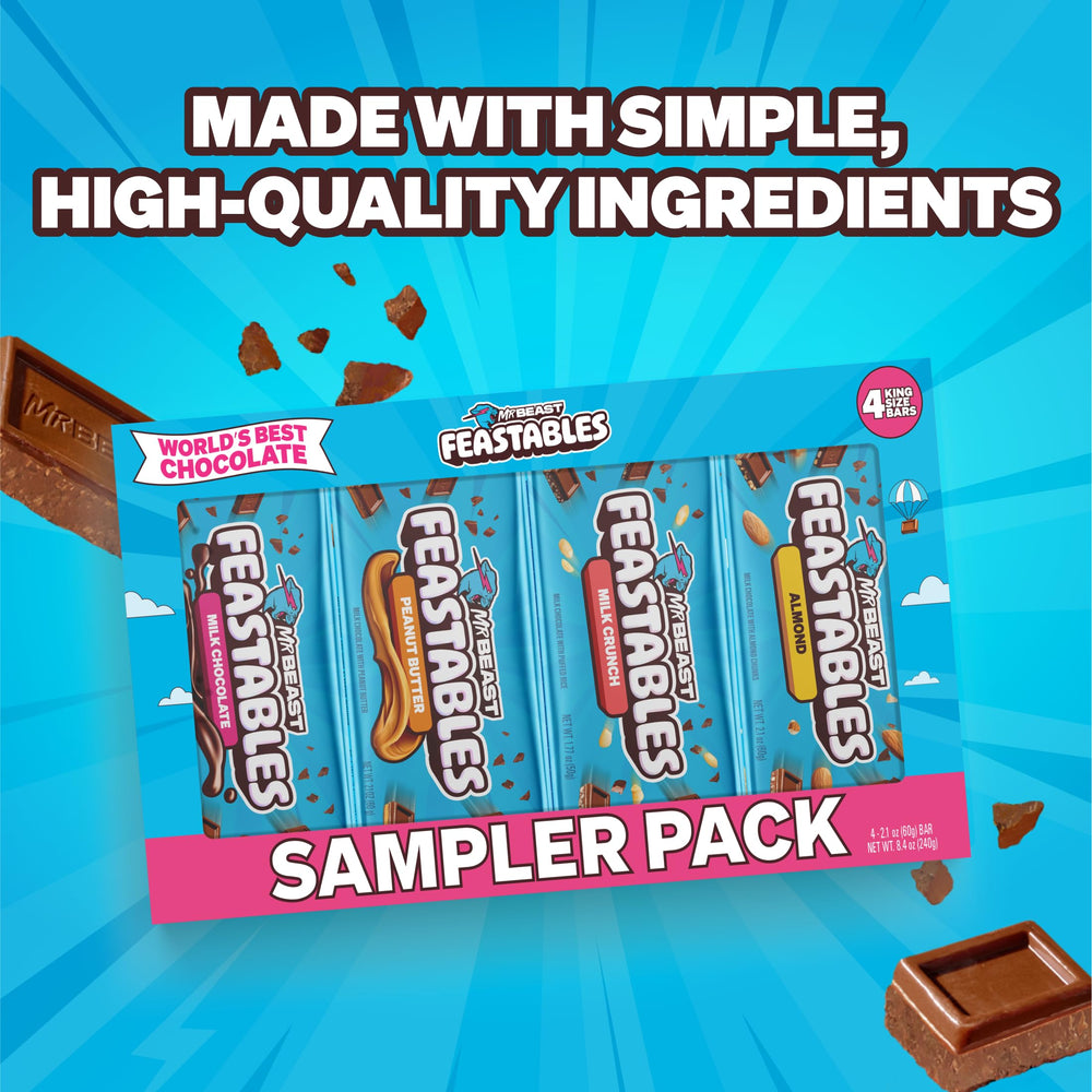 Feastables sampler with gift-ready packaging ideal for holidays.