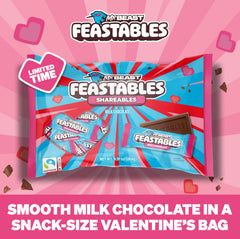 Feastables MrBeast valentines mini bars creamy milk chocolate, perfect for gifting.