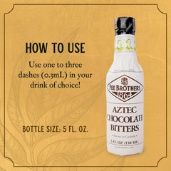 Fee Brothers Aztec Chocolate Bitters displays cacao and spice hints.