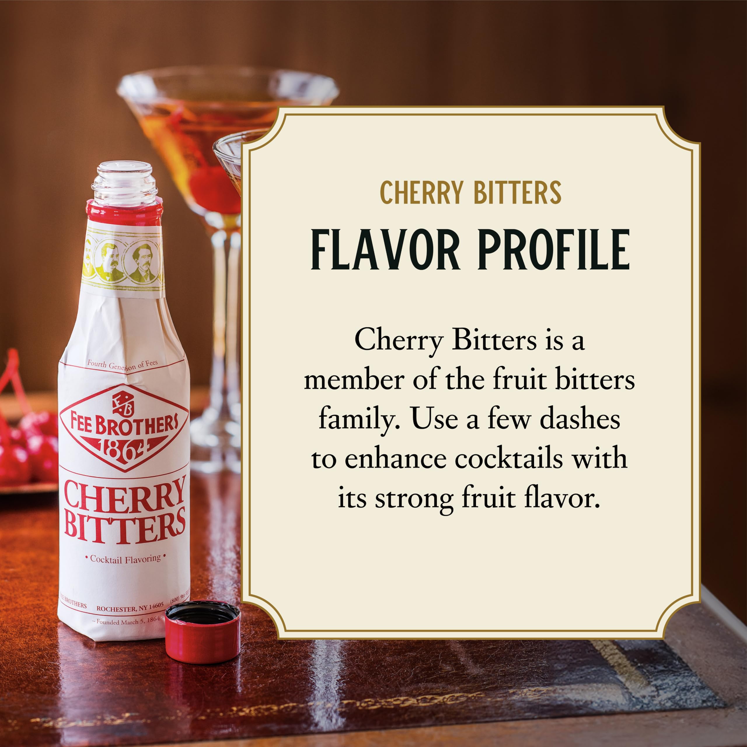 Fee Brothers Cherry Bitters adding depth to a cocktail for balance