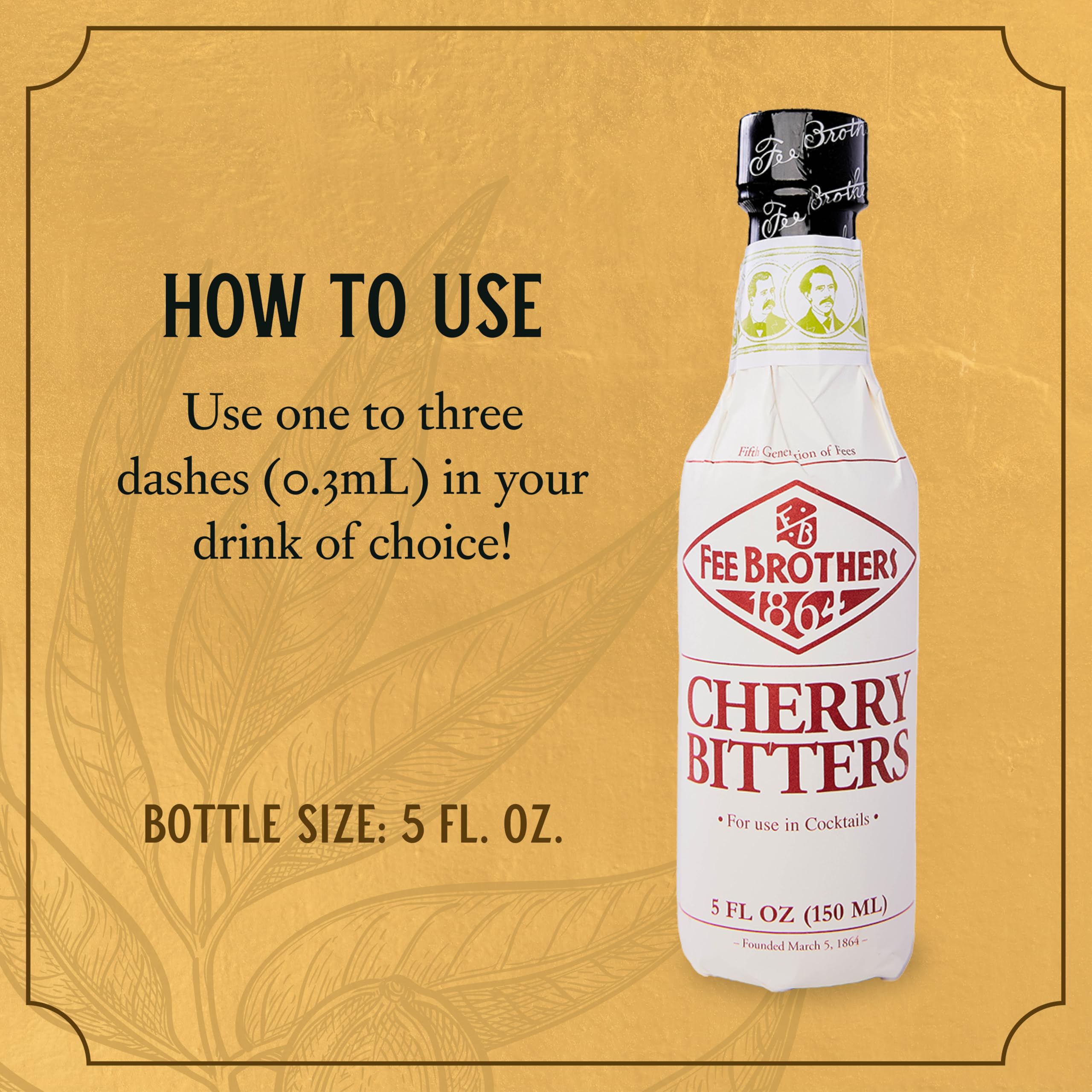 Fee Brothers Cherry Bitters being poured into glass to showcase aroma
