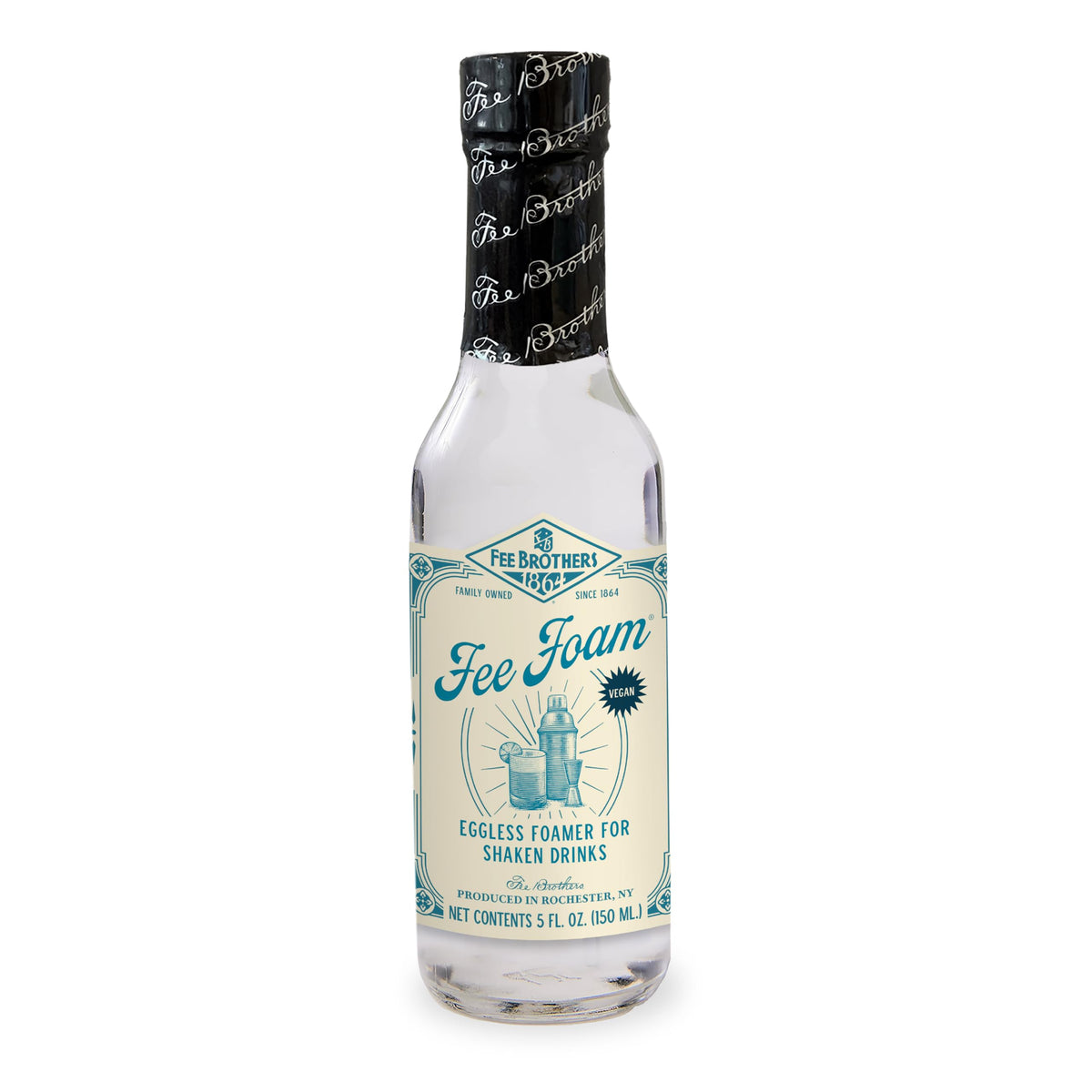 Fee Brothers Fee Foam bottle pouring to create a foamy cocktail finish.