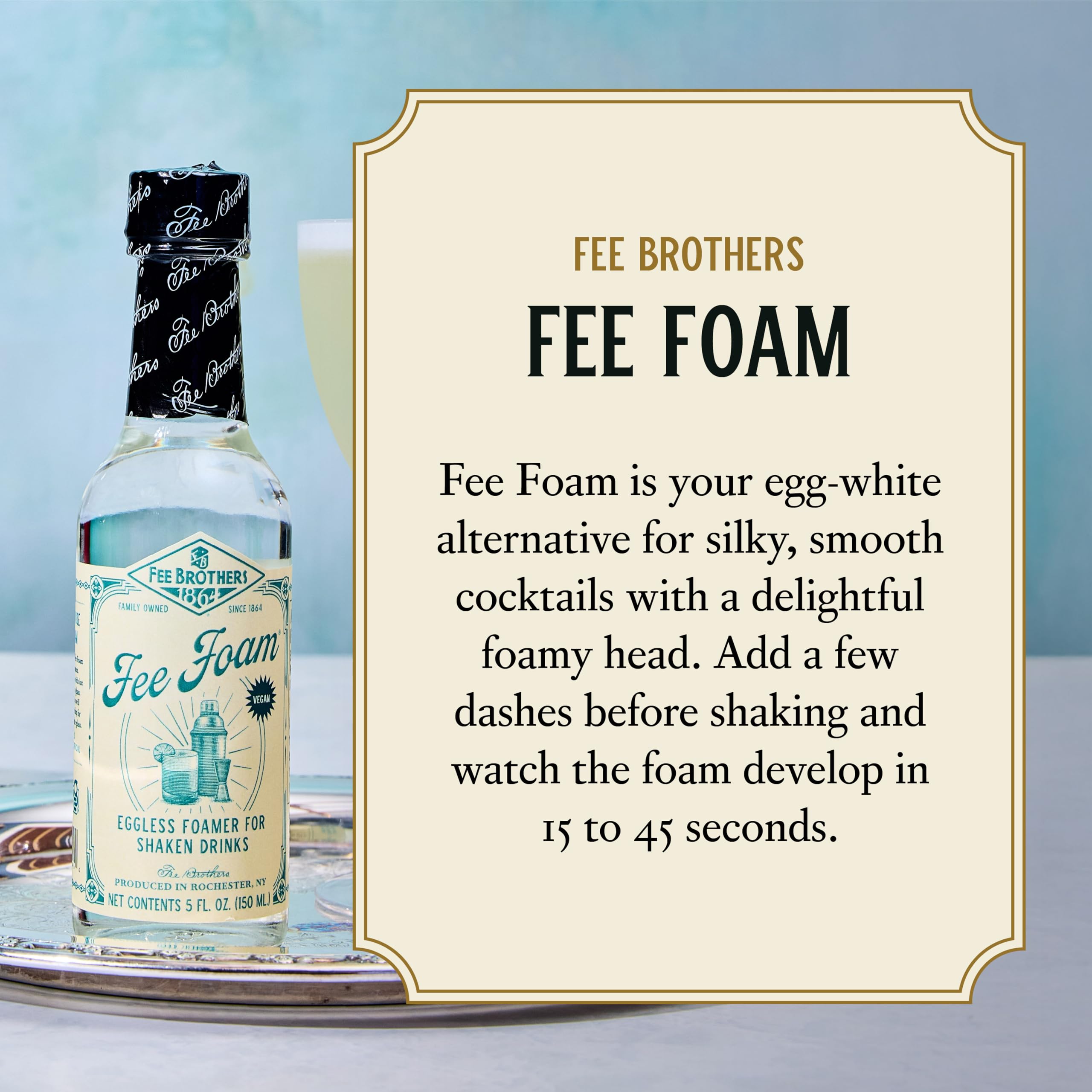 Fee Brothers Fee Foam adding a dramatic foam atop a colorful cocktail.