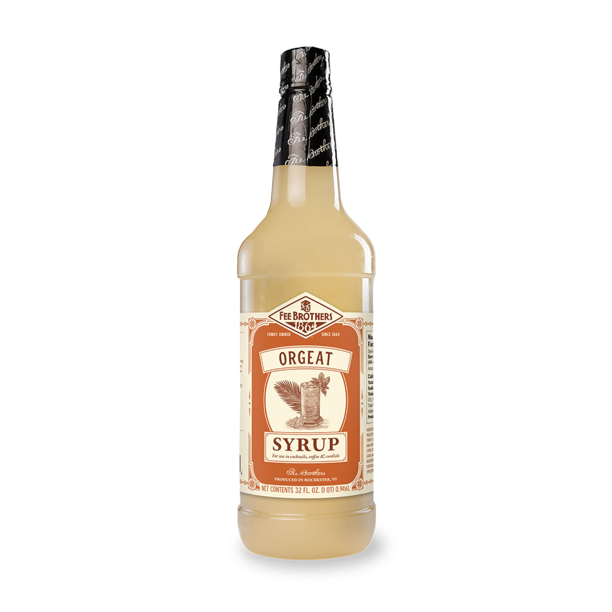 Fee Brothers Flavored Syrup bottle pour adds balanced flavor to cocktails