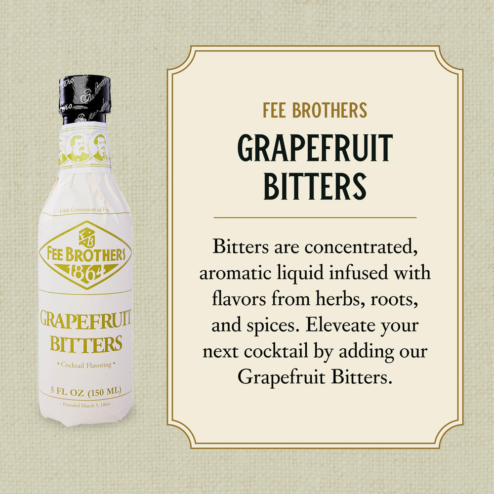 Fee Brothers Grapefruit Bitters dash enhances classics like whiskey sour with bright grapefruit.