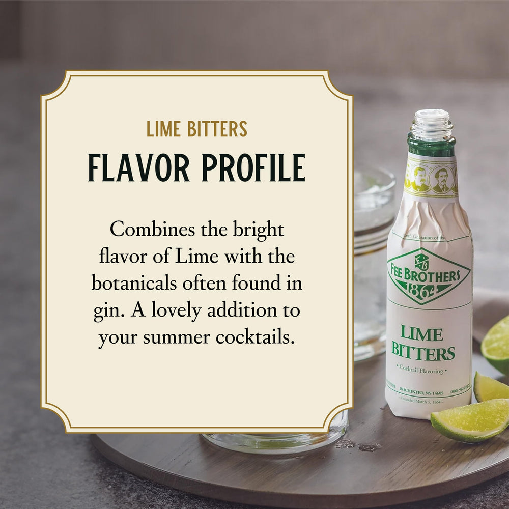 Close-up of lime citrus and botanical notes in Fee Brothers Bitters