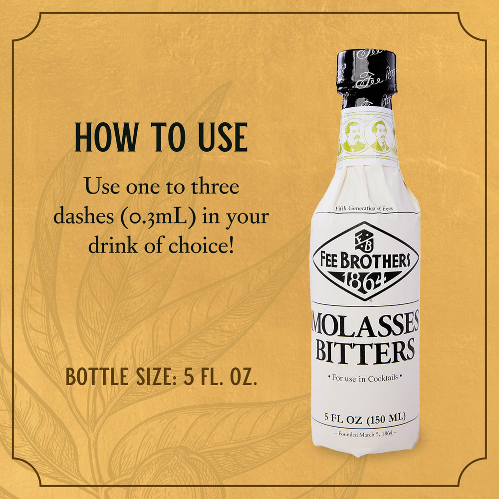 Notes of nutmeg and coffee rise in Fee Brothers Molasses Bitters' spice profile.