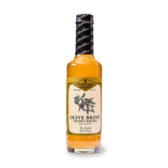Fee Brothers Olive Brine bottle for authentic dirty martinis and depth.