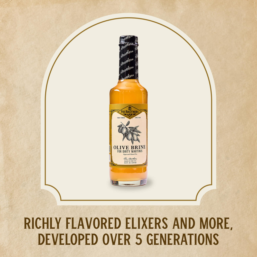 Fee Brothers Olive Brine as a versatile cocktail mixer for classics.