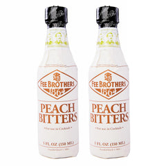 Fee Brothers Peach Cocktail Bitters bottle front, premium flavor for cocktails.