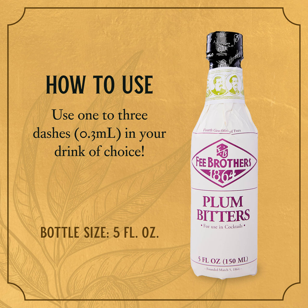 Fee Brothers Plum Bitters glass cocktail scene showcases balanced complexity.