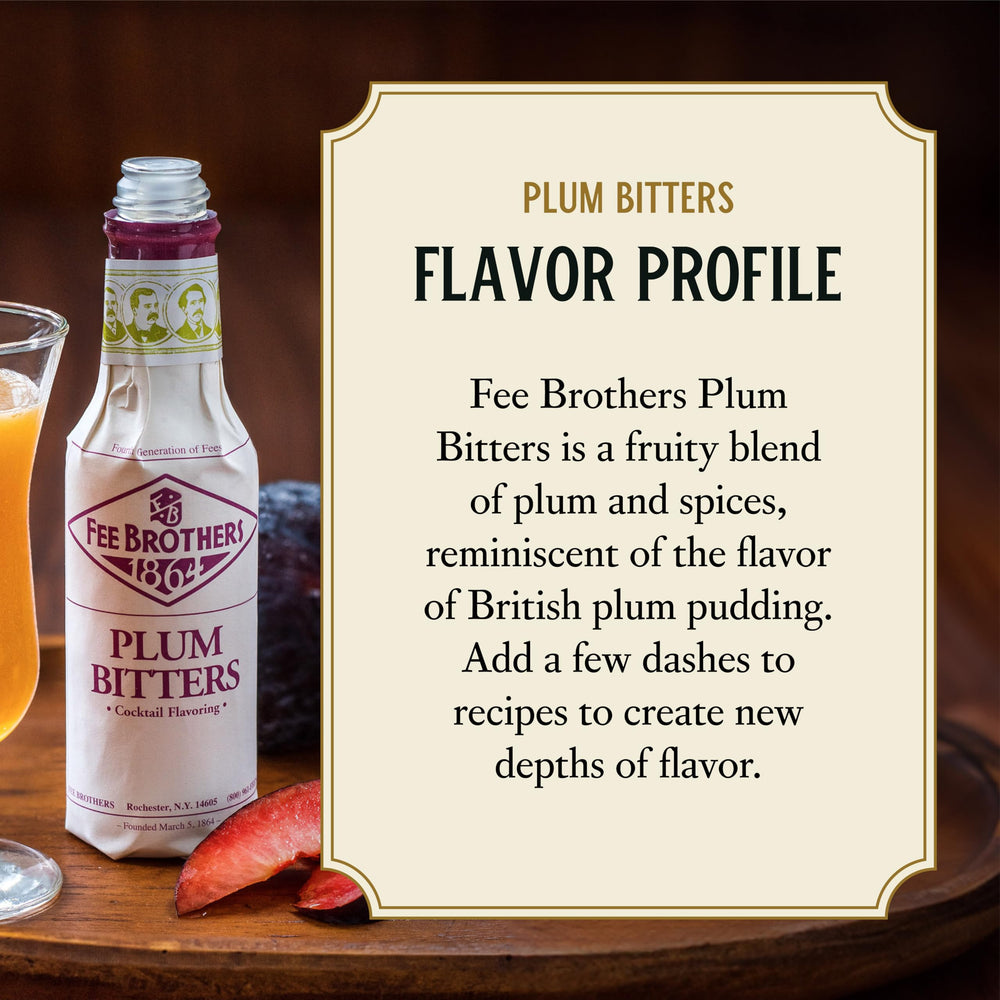 Fee Brothers Plum Bitters closeup reveals plum and spice notes.