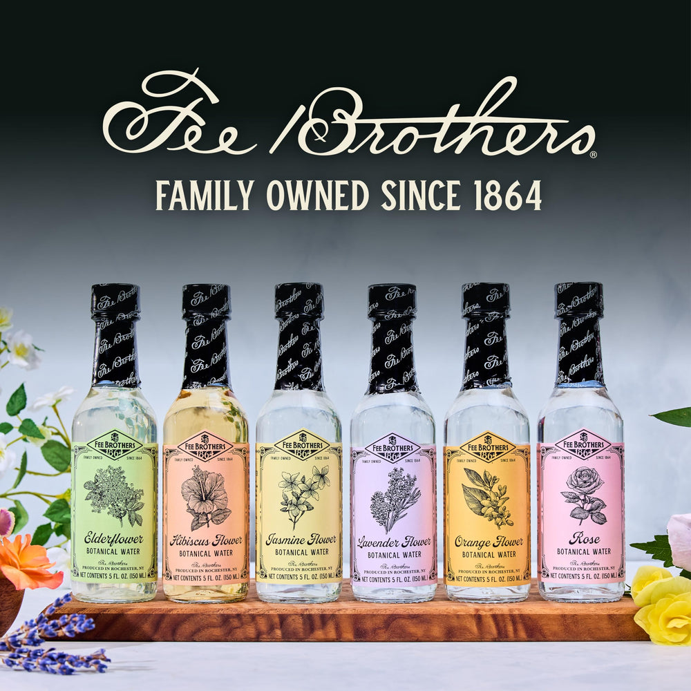 Fee Brothers Rose Botanical Water packaging and family history cues