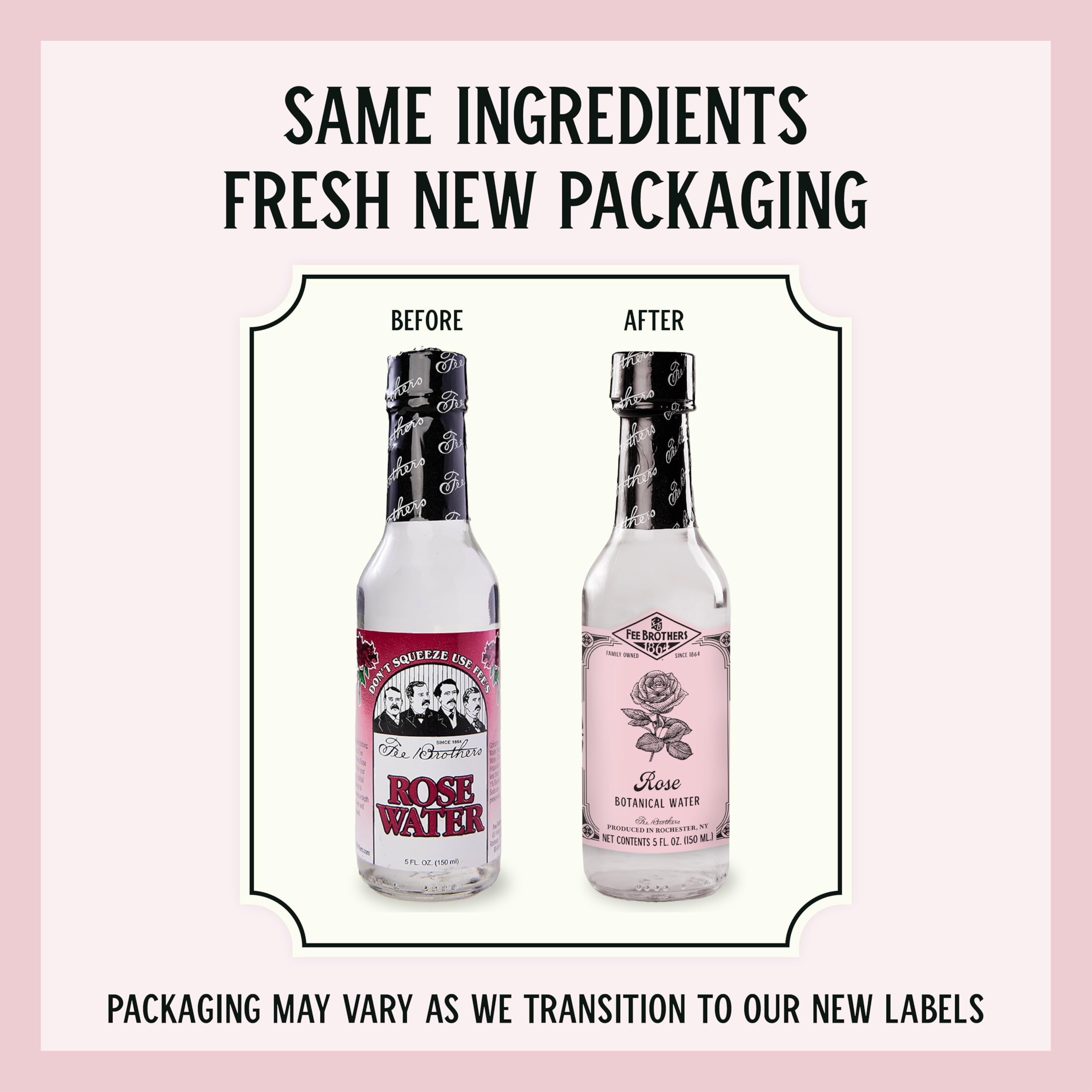 Fee Brothers Rose Botanical Water ingredients label highlighting plant extracts