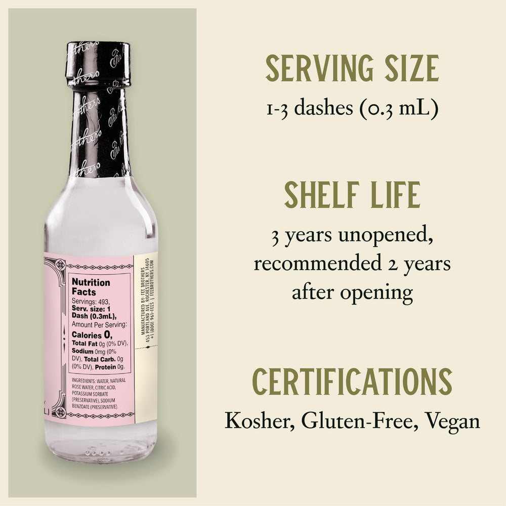 Fee Brothers Rose Botanical Water packaging emphasizing heritage and craftsmanship