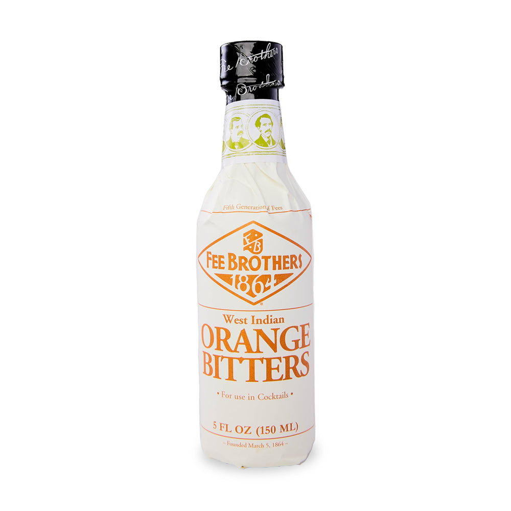 Fee Brothers West Indian Orange Bitters bottle on bar, citrus depth for cocktails