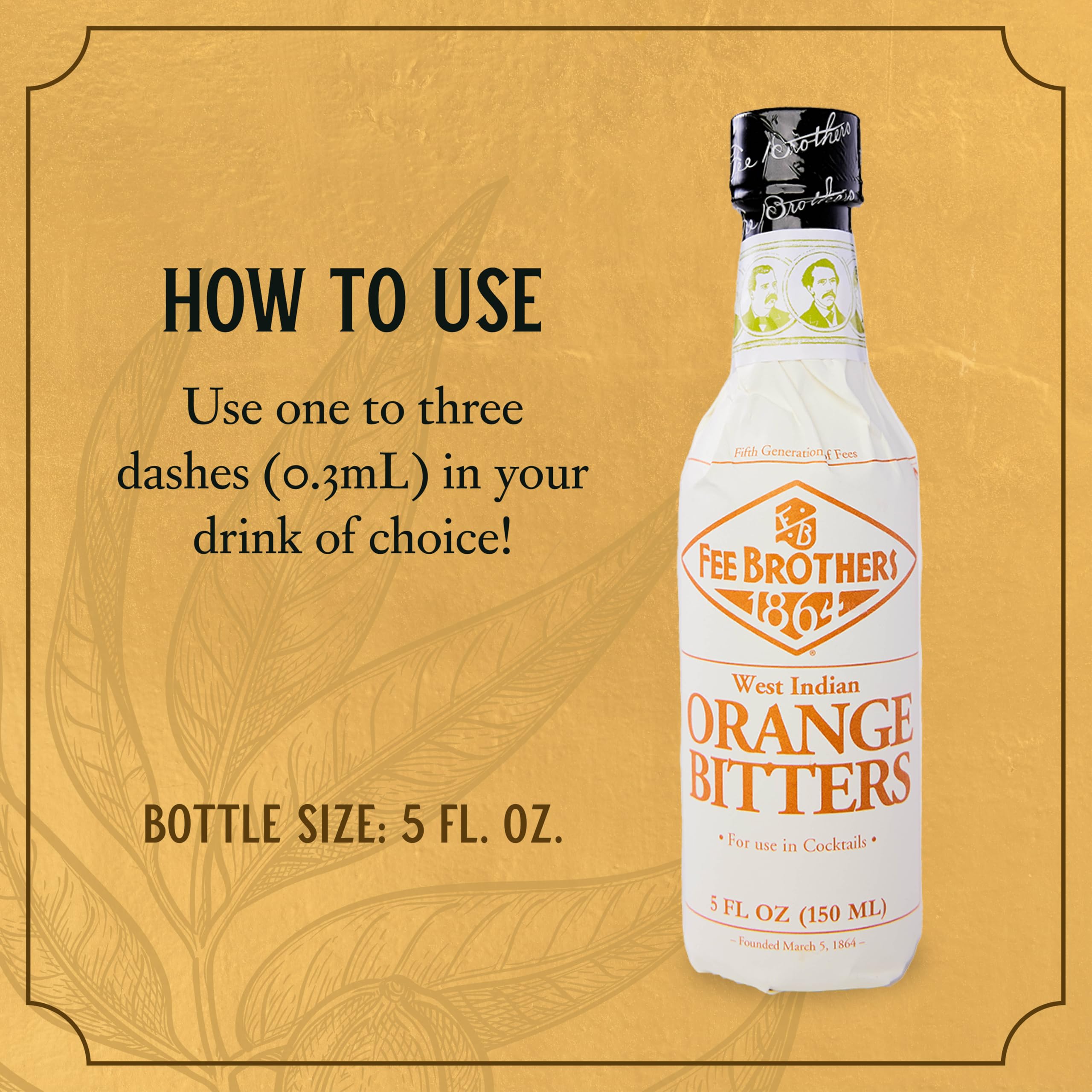 Fee Brothers West Indian Orange Bitters label closeup, premium ingredients for cocktails