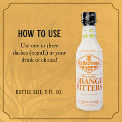 Fee Brothers West Indian Orange Bitters label closeup, premium ingredients for cocktails