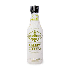 Fee Brothers Celery Bitters bottle on bar with savory cocktail inspiration