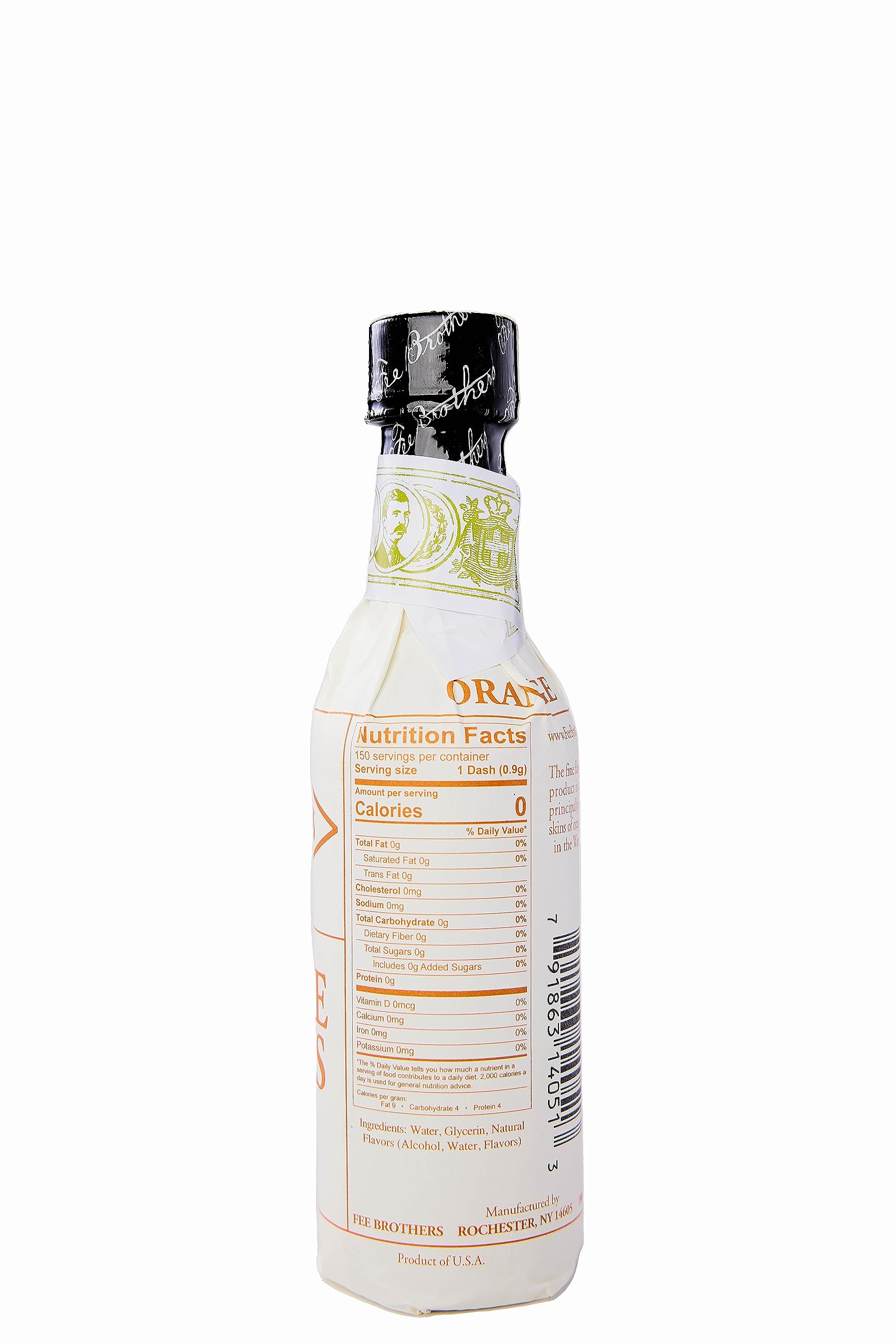 Fee Brothers West Indian Orange Bitters label close-up showcases aroma and spice notes