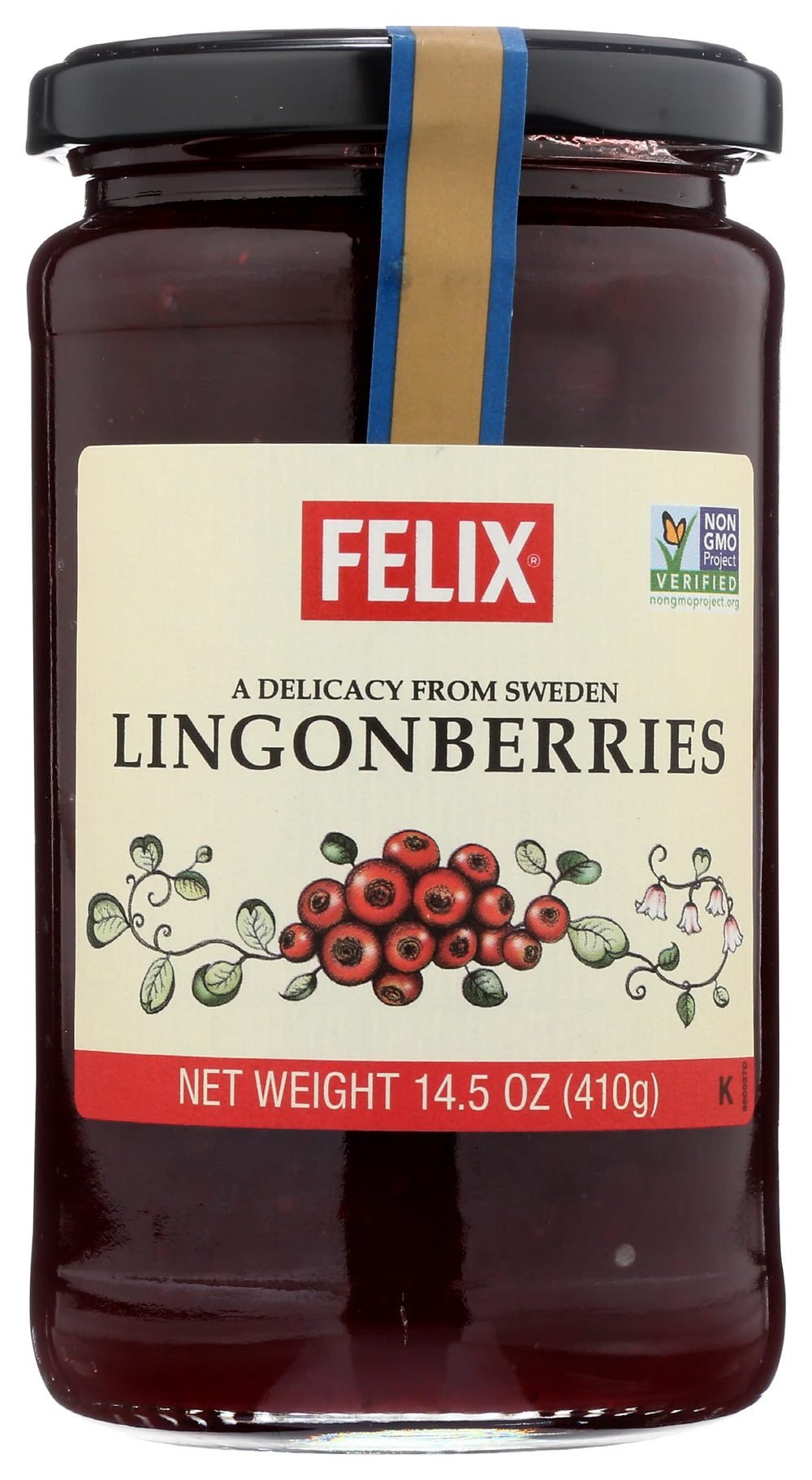 Felix Lingonberries glass jar showing vibrant berries for versatile topping use