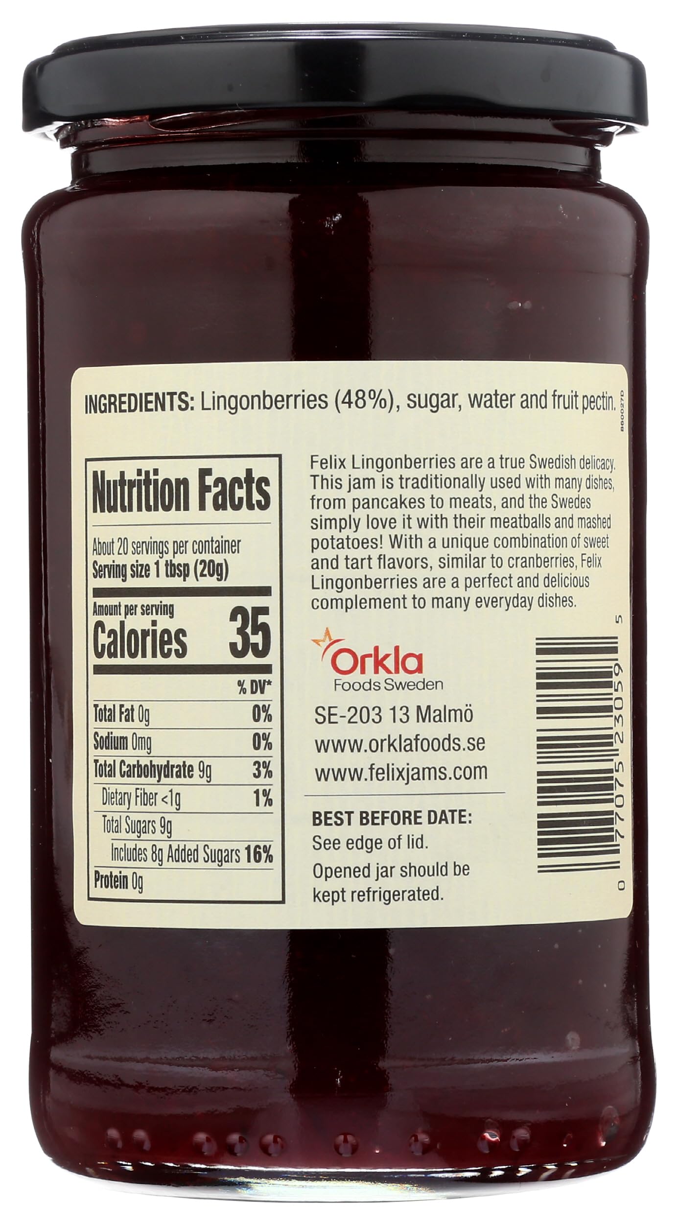 Felix Lingonberries label highlights preservative-free claim for clean eating