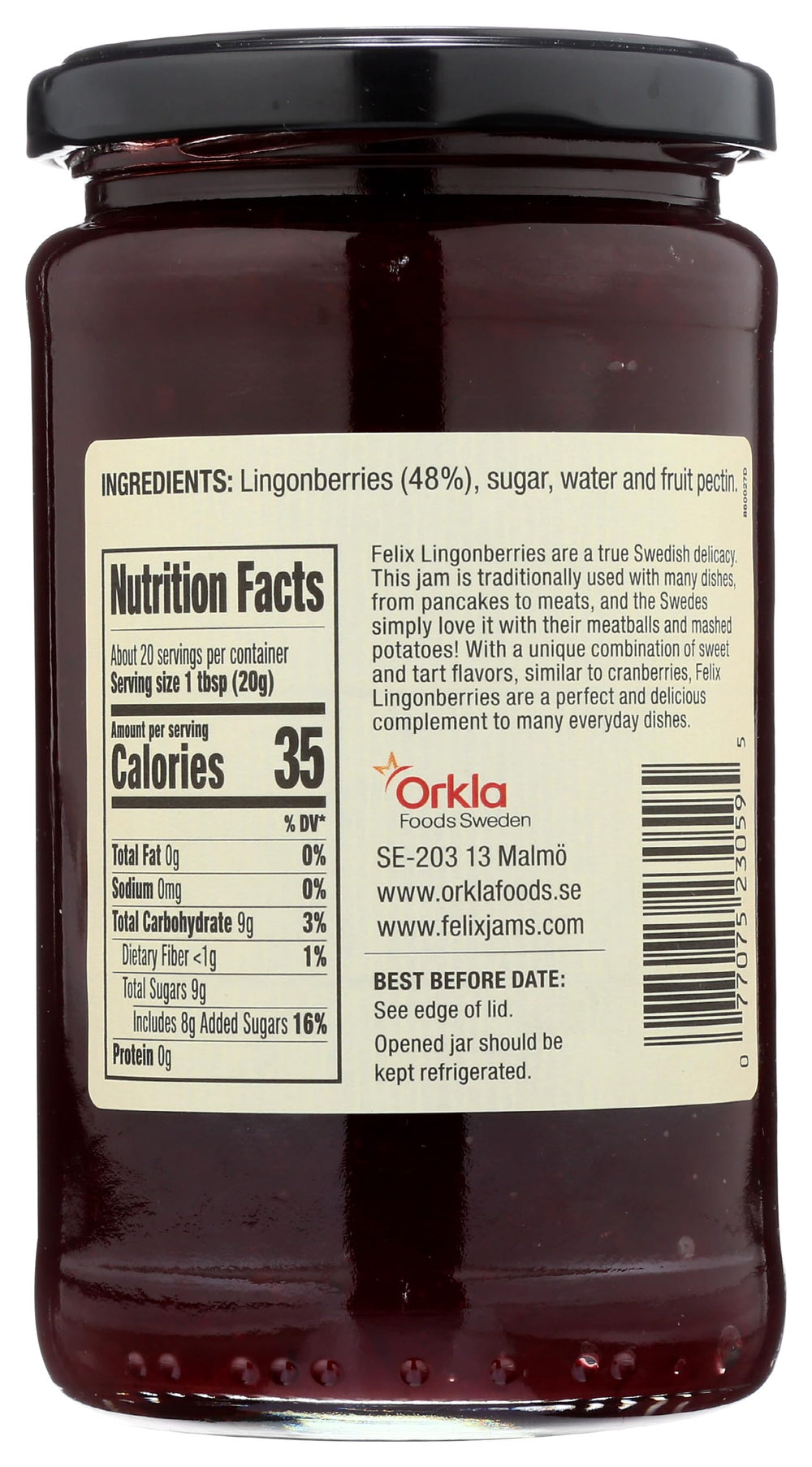 Felix Lingonberries label highlights preservative-free claim for clean eating