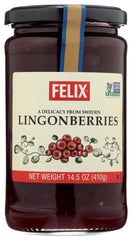 Felix Lingonberry Preserves jar front, adding bright breakfast flavor.