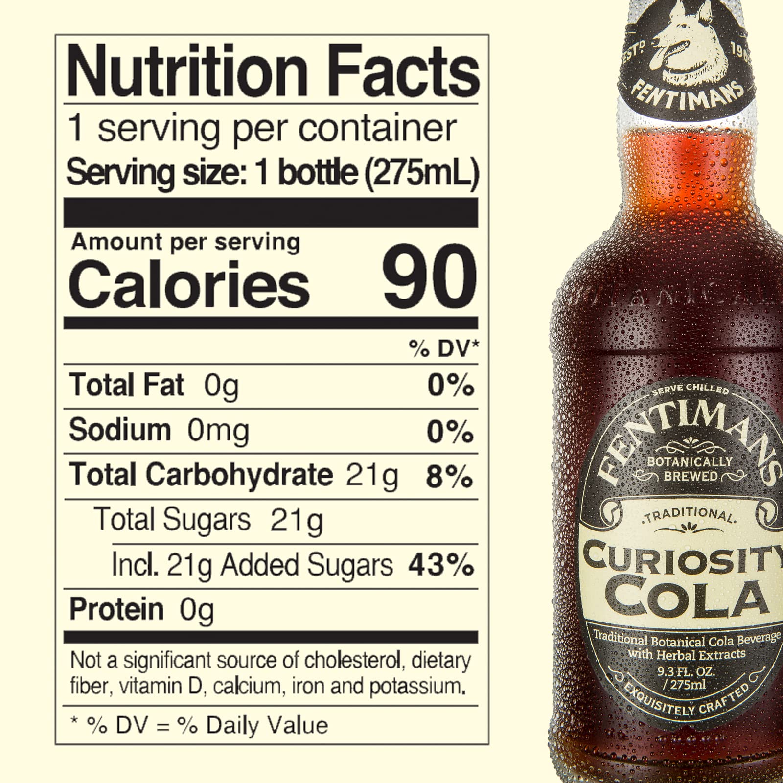Fentimans Sparkling Curiosity Cola pour—crisp fizz ideal for everyday mixers.