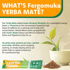 Fergomuka Yerba Mate powder sachet prepared for mental clarity.