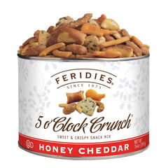 FERIDIES Five O'clock Crunch Honey Cheddar can front view, convenient protein-rich snack.