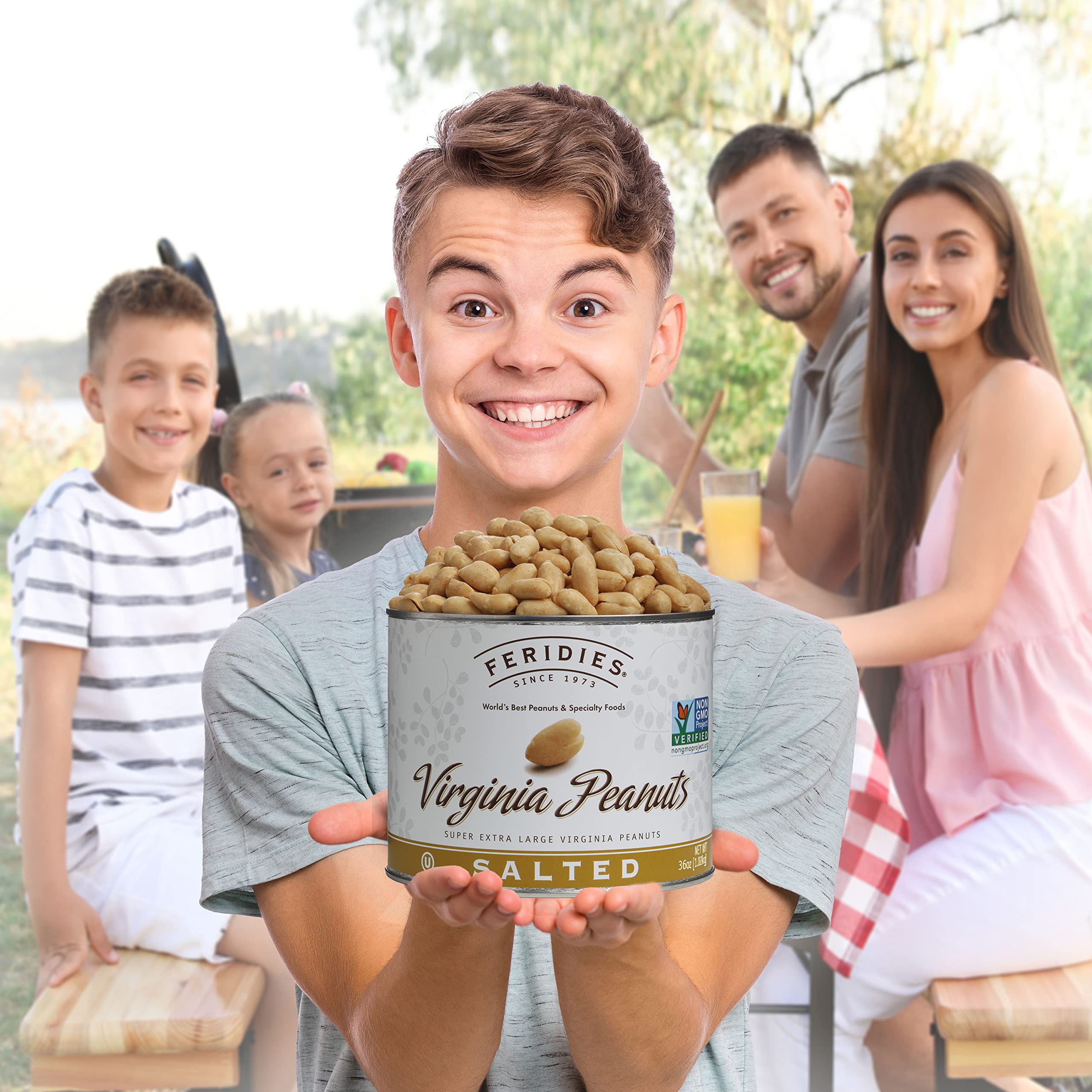 Feridies non-GMO and kosher certified peanuts for trusted snacking choices.