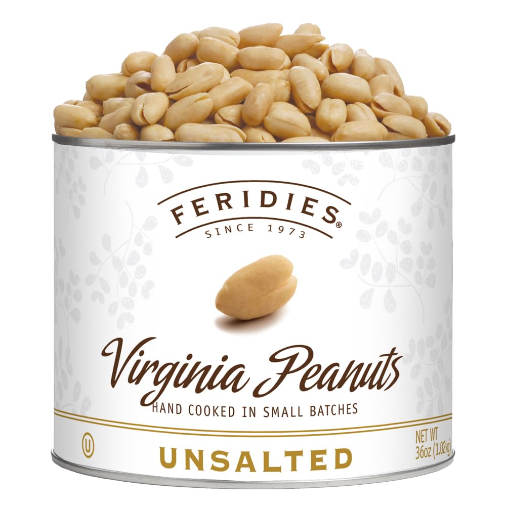FERIDIES unsalted Virginia peanuts in a tin showcase pure, salt-free flavor