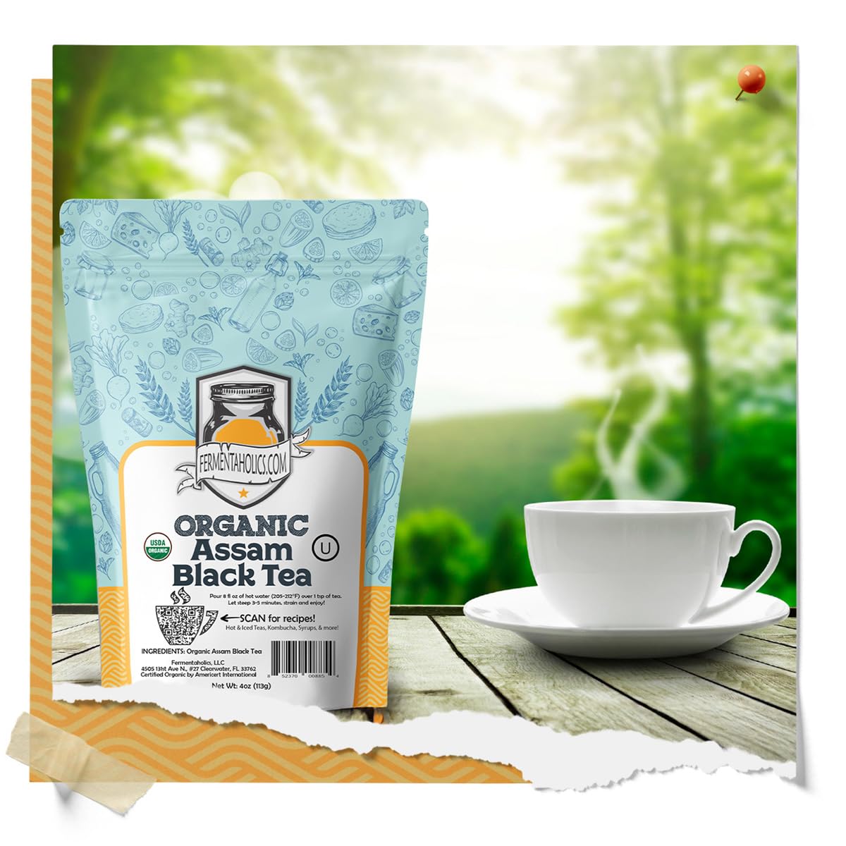 Fermentaholics Assam Black Tea brewed as iced tea over ice