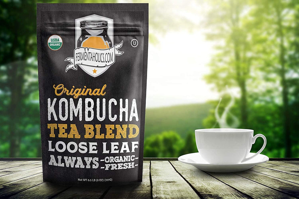 Fermentaholics green and black tea blend in one container