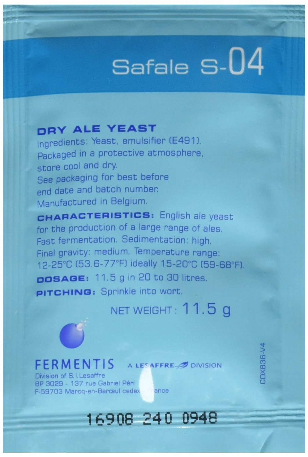 Fermentis S-04x3 multicolor label—versatile for diverse ale styles