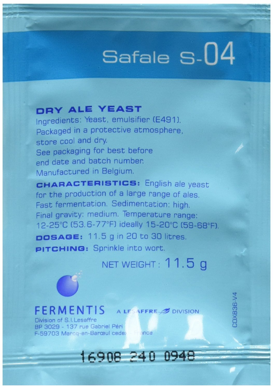 Fermentis S-04x3 three-pack packaging ready for cask-conditioned or tank fermentation