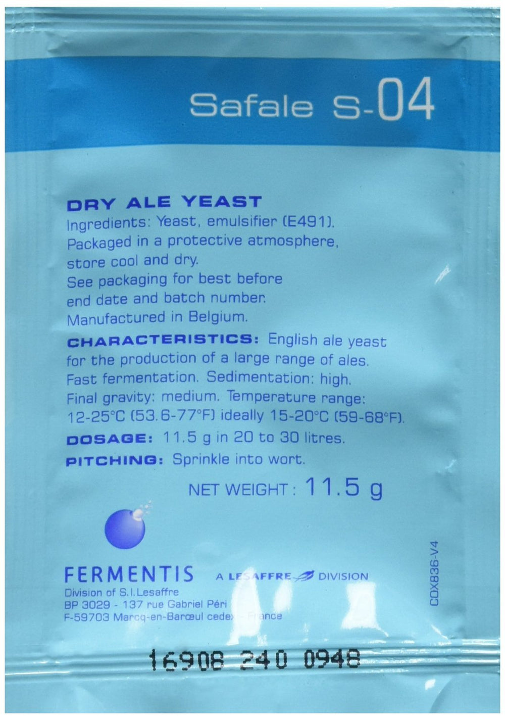 Fermentis S-04x3 three-pack packaging ready for cask-conditioned or tank fermentation