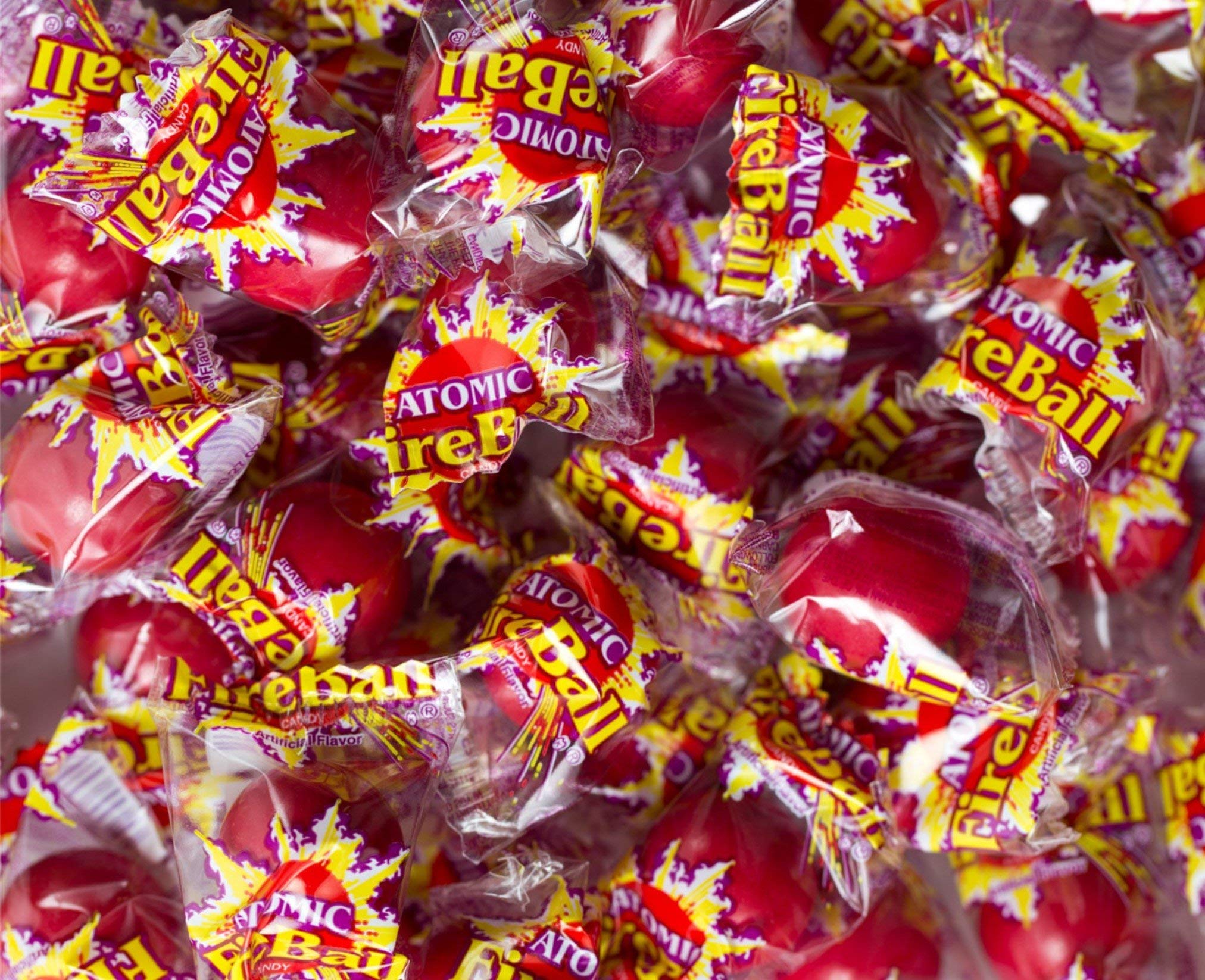 Ferrara ATOMIC FireBall front packaging showing 3 pound bag and branding for parties