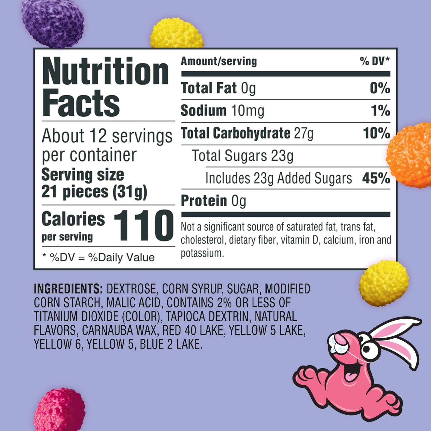 Ferrara back label and nutrition facts for clear product information and ingredient transparency