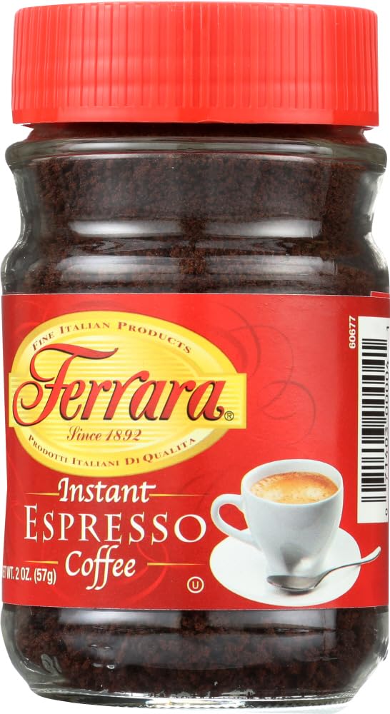 Ferrara instant espresso in use in latte to add deep coffee taste without brewing