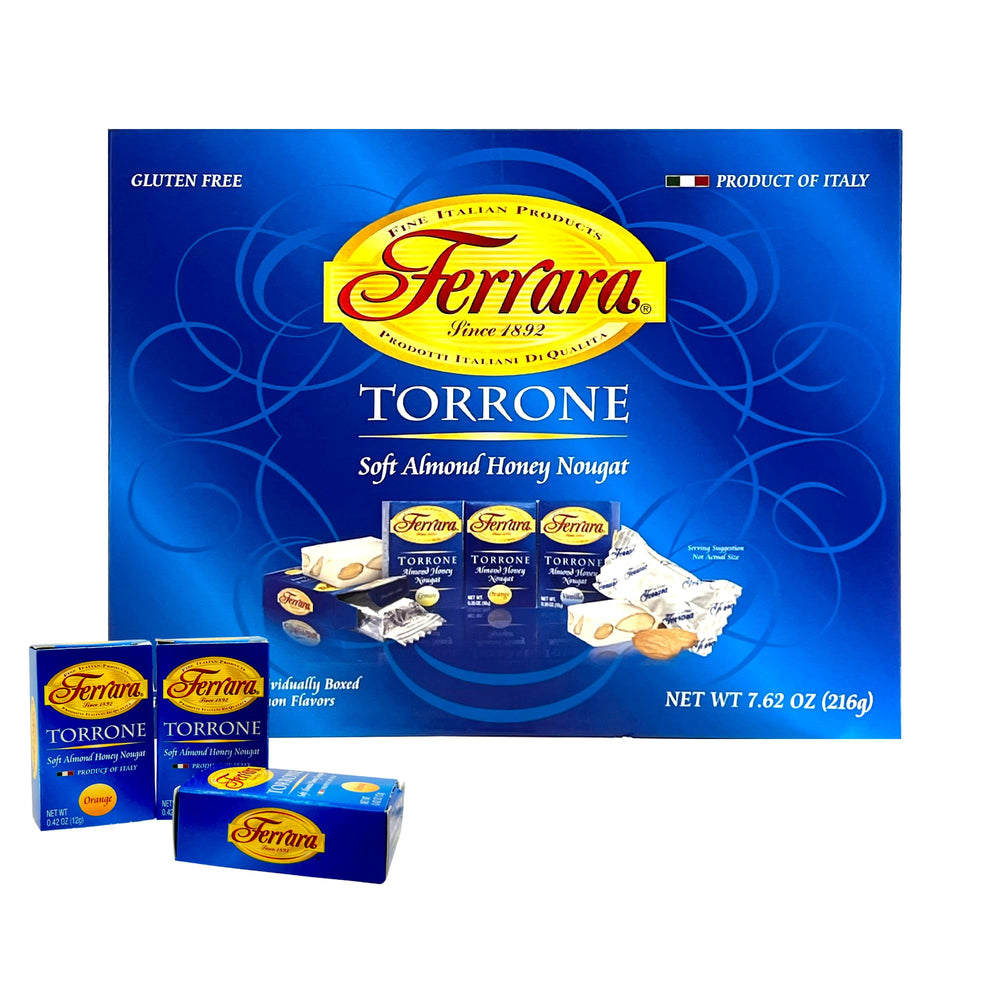 Ferrara Torrone 18-piece gift box shown, ideal for sharing during celebrations