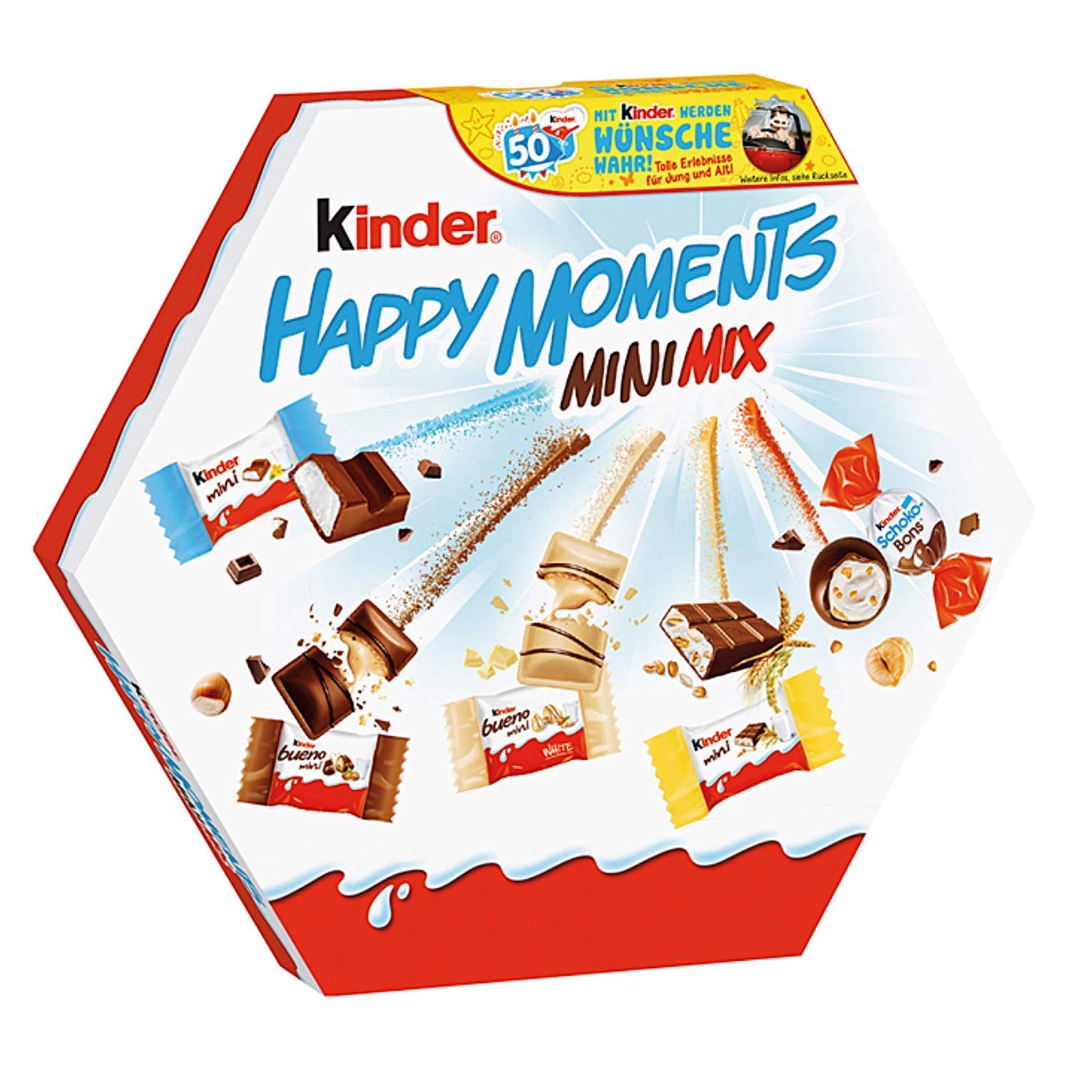 Ferrero Kinder Happy Moments mini mix box, perfect for sharing at gatherings.