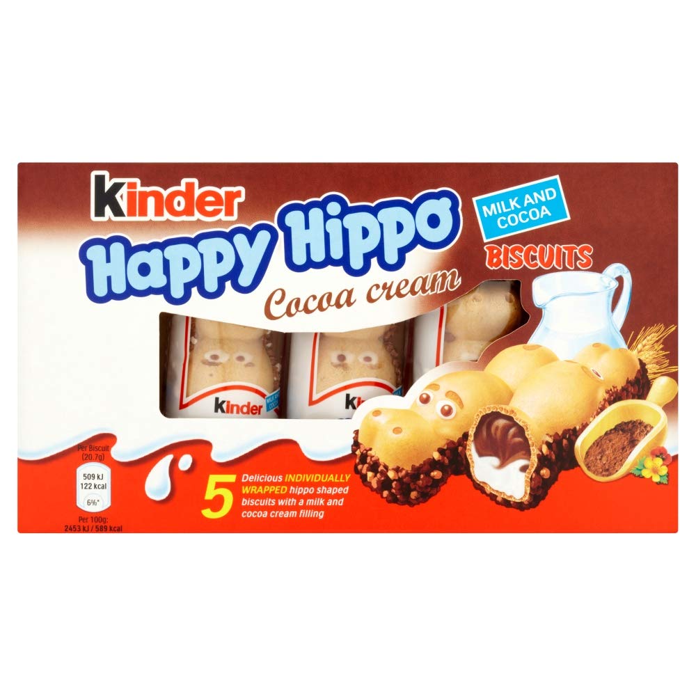 Ferrero Kinder Hippo Cocoa Bars 5-pack wrapped for on-the-go indulgence.